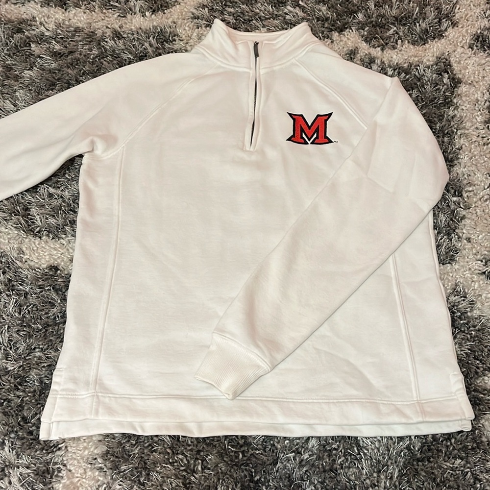 White Miami University 3/4 Zip Long Sleeve Shirt